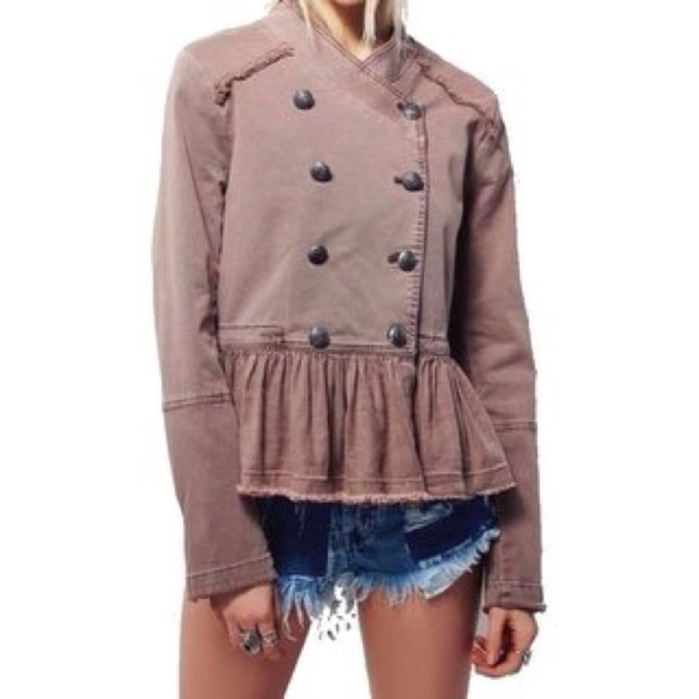 Free People Ruffle Military Jacket